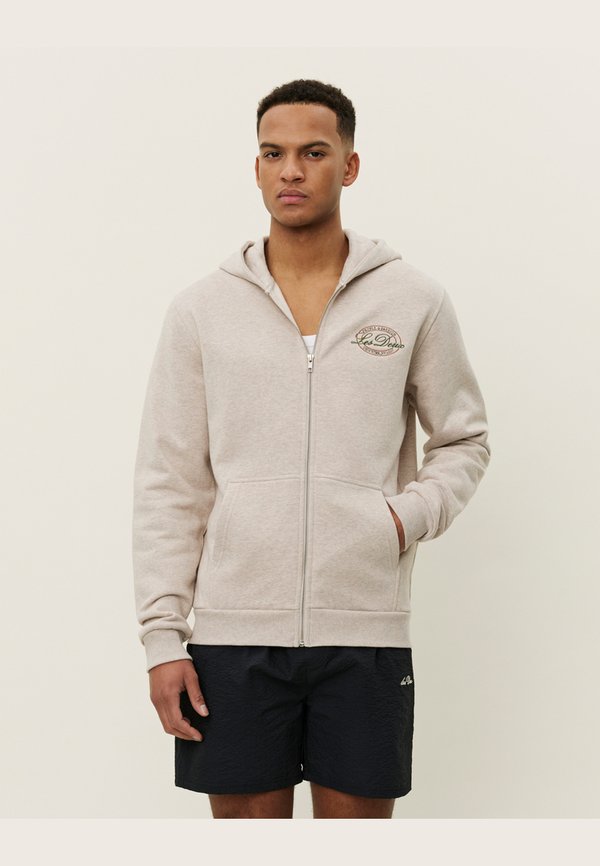 GLEN - Zip-up sweatshirt - light sand melange