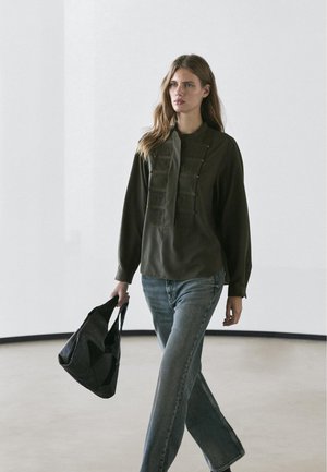 PINTUCK WITH STAND COLLAR - Chemisier - dark green