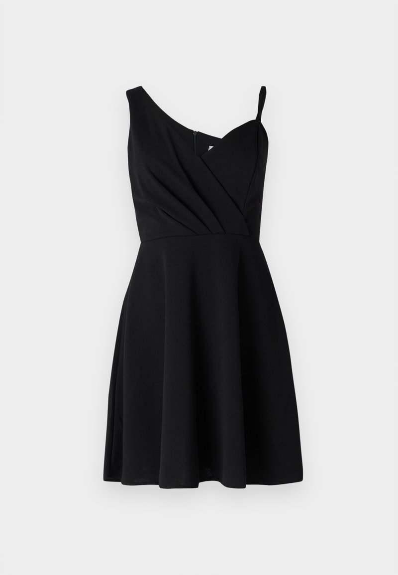 black v neck skater dress Gini London Black V Neck Foil Midi Skater Dress