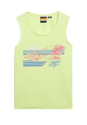 Superdry STRIPE SCOOP NECK TANK  - Top - dry fluro yellow