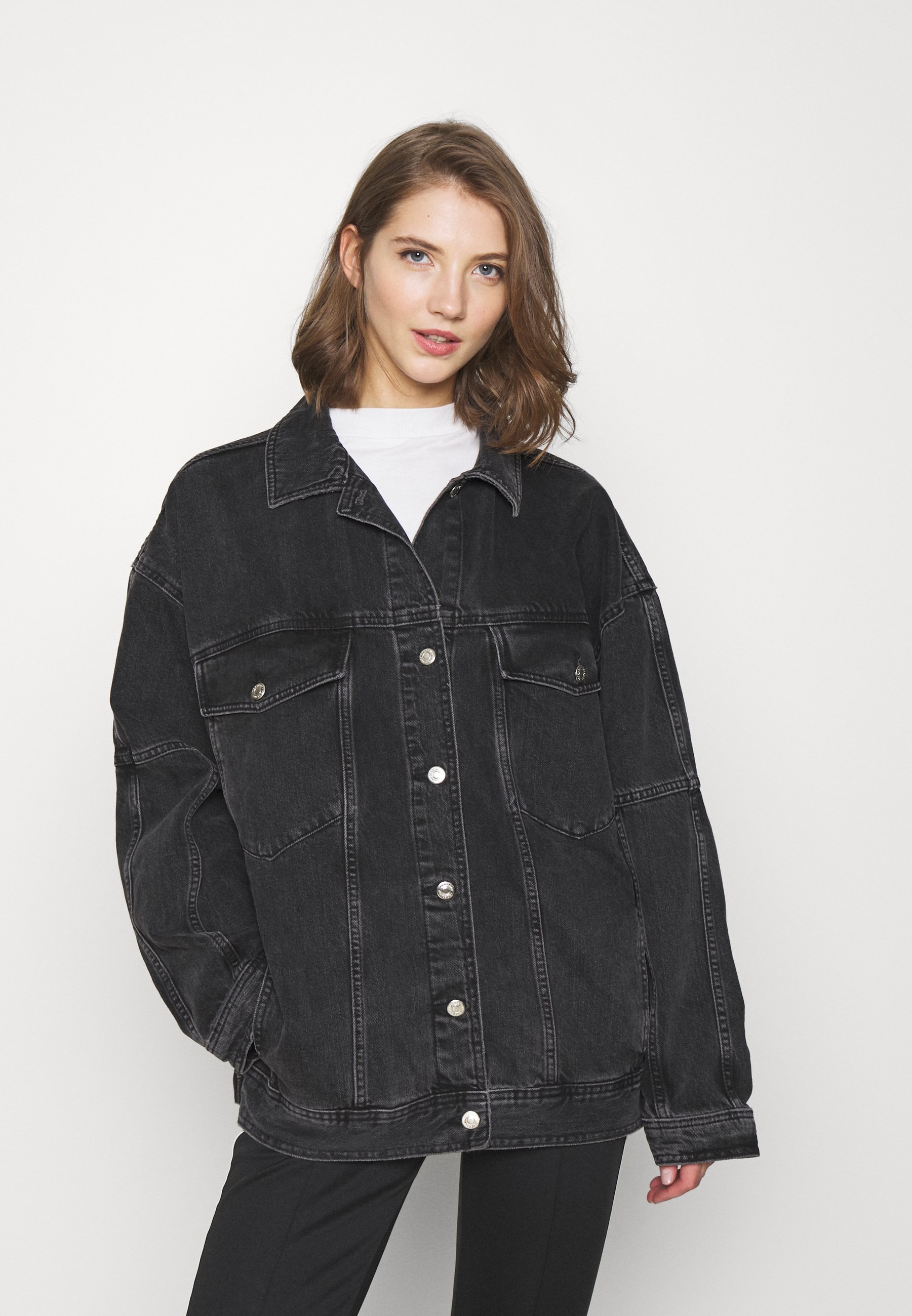 washed black denim jacket