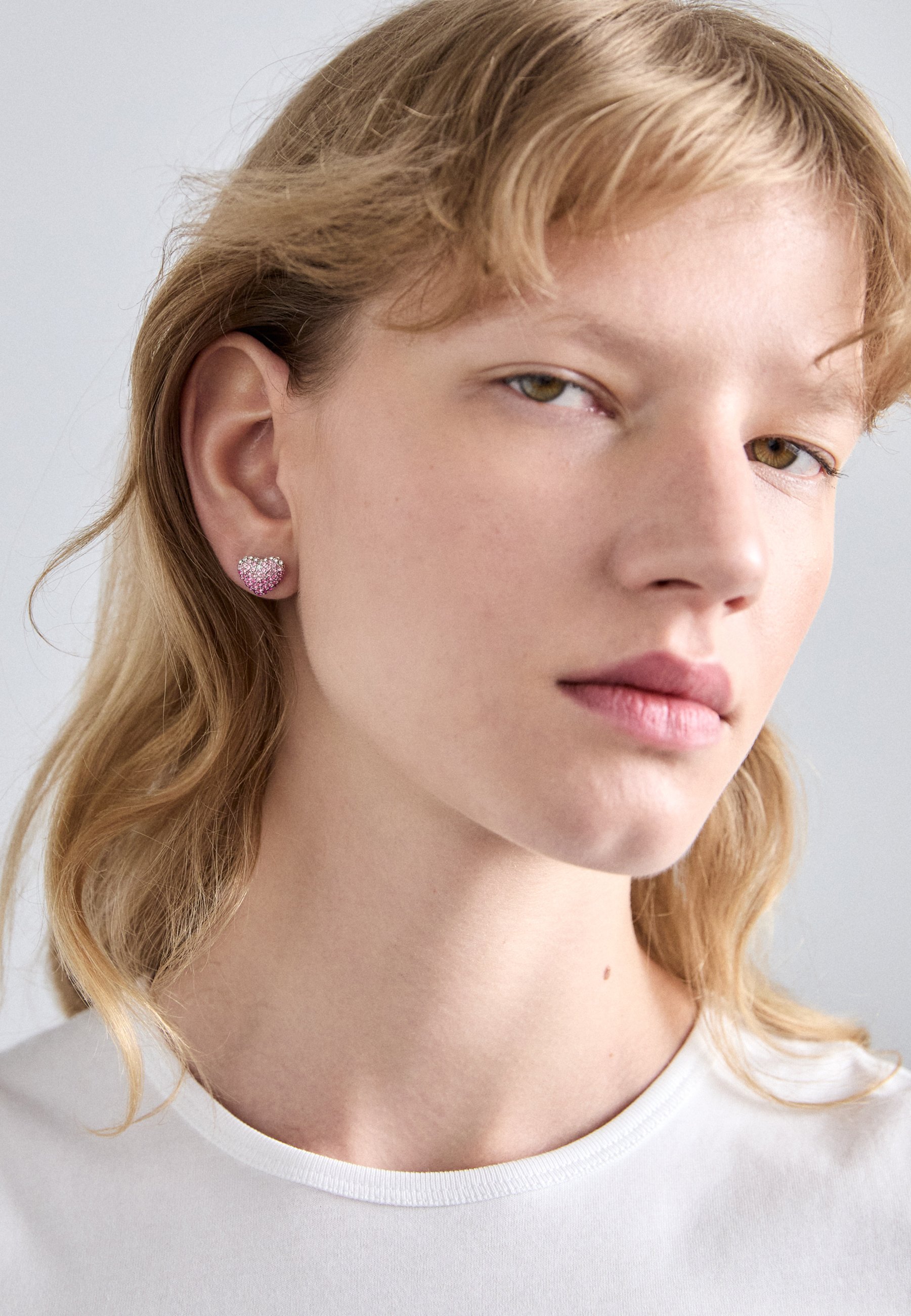 MARC JACOBS BALLOON HEART PAVE EARRINGS - Auskari - silver