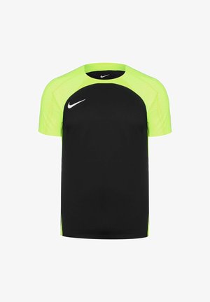 Musta ja neonkeltaisia lyhythihaisia urheilu paitoja, joissa on valkoiset Nike-logoit rinnassa ja kauluksessa.