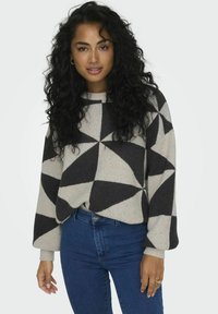 ONLY GEMUSTERTER - Strickpullover - oatmeal