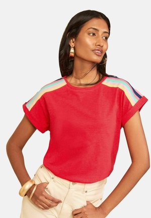 Love & Roses, RAINBOW SHOULDER STRIPE CREW NECK JERSEY T-SHIRT - Tričko s potlačou - red