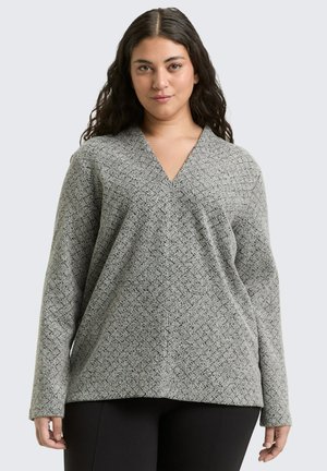 MIT V-AUSSCHNITT - Pullover - black/white argyle structure
