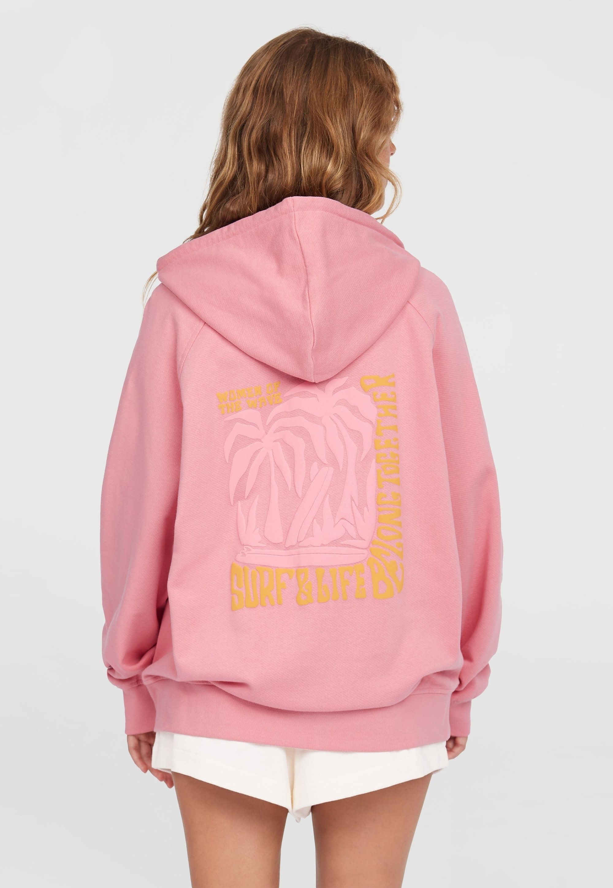 Sweat à Capuche Femme Quotes Factory Rose XL - Fermeture Intégrale, Coton, Poches