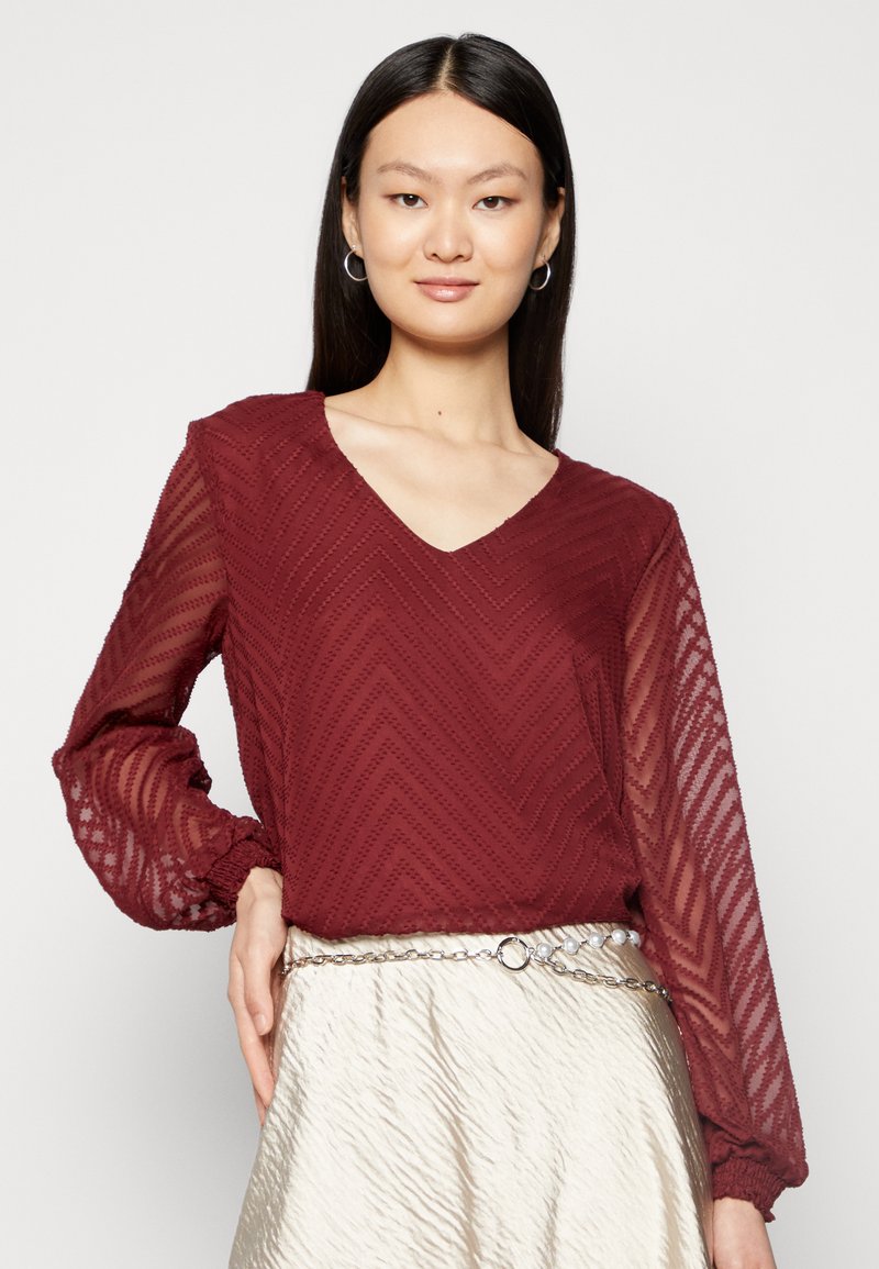 Damen T-Shirts | Vila VIMICHELLE V-NECK Langarmshirt tawny port/bordeaux - IS69418 Damen T-Shirts | Vila VIMICHELLE V-NECK Langarmshirt tawny port/bordeaux - IS69418