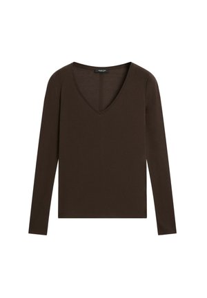 Massimo Dutti, SLIM FIT LONG SLEEVE V-NECK T-SHIRT - Maglietta a manica lunga - brown