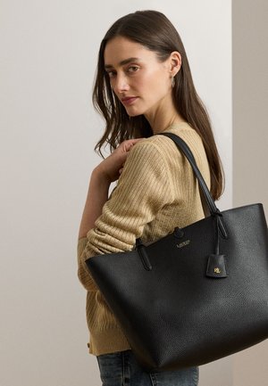 Lauren Ralph Lauren FAUX-LEATHER REVERSIBLE TOTE BAG - Pirkinių krepšys - black/taupe
