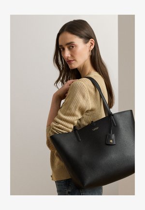 Lauren Ralph Lauren FAUX-LEATHER REVERSIBLE TOTE BAG - Pirkinių krepšys - black/taupe