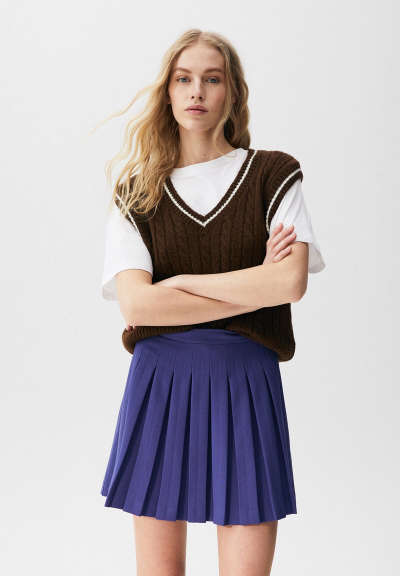 PULL&BEAR BASIC BOX Pleated skirt royal blue Zalando.de