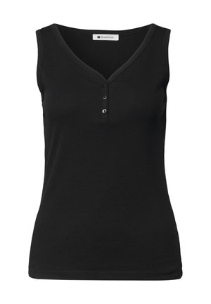 Street One, TOP IN RIPPSTRUKTUR MIT V-NECK - Top - black