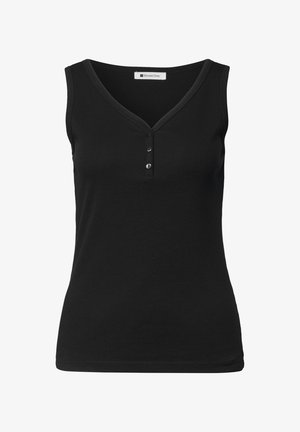 Street One, TOP IN RIPPSTRUKTUR MIT V-NECK - Débardeur - black
