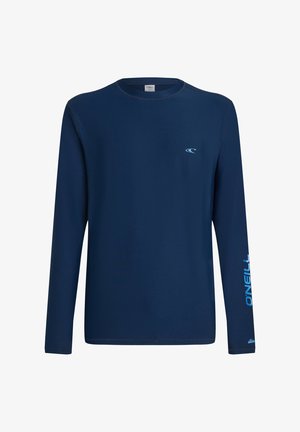 Chemise à manches longues bleu marine avec petit logo sur la poitrine et texte "O'NEILL" en bleu sur la manche droite.