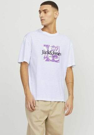 Jack & Jones JORLAFAYETTE BRANDING TEE CREW NEC  - T-shirt z nadrukiem - bright white