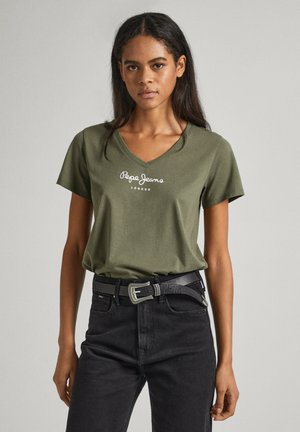 WENDY V NECK - T-Shirt print - olivine green