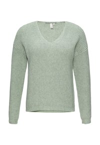 MIT ÜBERSCHNITTENEN SCHULTERN IN MELANGE OPTIK - Strickpullover - salbeigrün