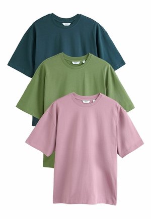 Next, HEAVYWEIGHT T-SHIRTS 3 PACK.  - REGULAR FIT - Basic T-shirt - pink green teal blue