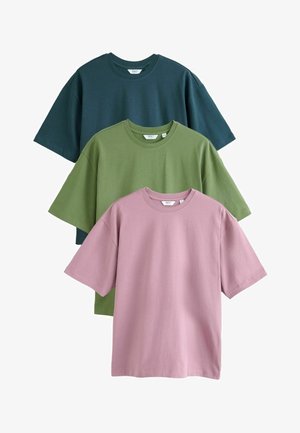 Next, HEAVYWEIGHT T-SHIRTS 3 PACK. - REGULAR FIT - Basic T-shirt - pink green teal blue