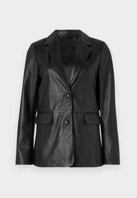 ROXY FRINGED - Leather jacket - black