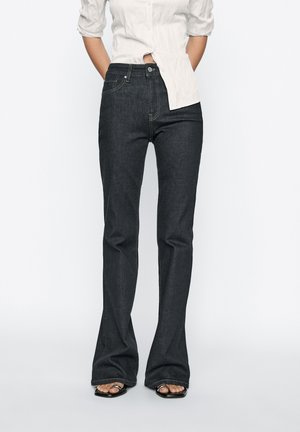 Massimo Dutti FLARED HIGH-WAIST SKINNY - Jean flare - mottled dark blue