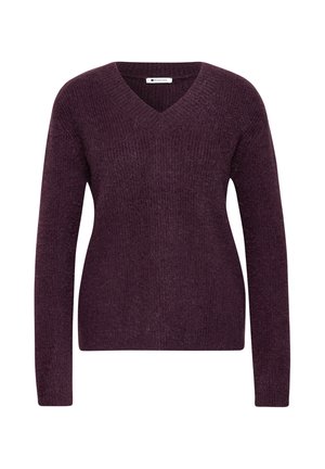 Street One, LIGHTWEIGHT KNIT SWEATER WITH A V NECK - Pullover - berry plum