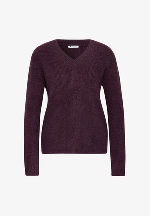 Street One, LIGHTWEIGHT KNIT SWEATER WITH A V NECK - Pullover - berry plum