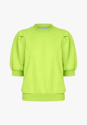 Ljus limegrön sweatshirt med puffade korta ärmar, ribbat halsringning och nederkant. Tillverkad av ett mjukt och slätt material med avslappnad passform.