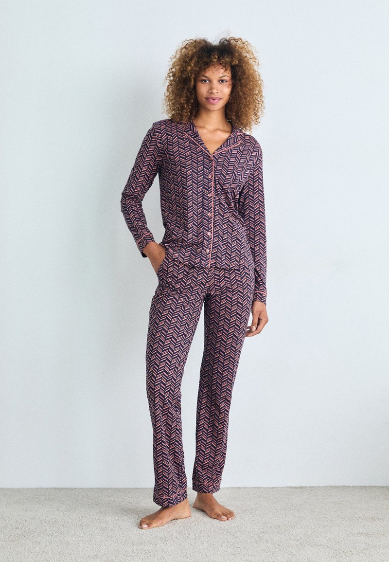 LASCANA VIVANCE DREAMS BY LASCANA VD COSY CLASSIC SET - Pyjama - dunkelblau/bordeaux