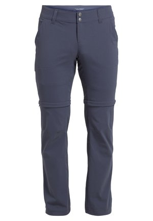 Marineblauwe wandelbroek met riemlussen, voorzakken en afritsbare gedeeltes bij de knieën voor convertie naar korte broek.