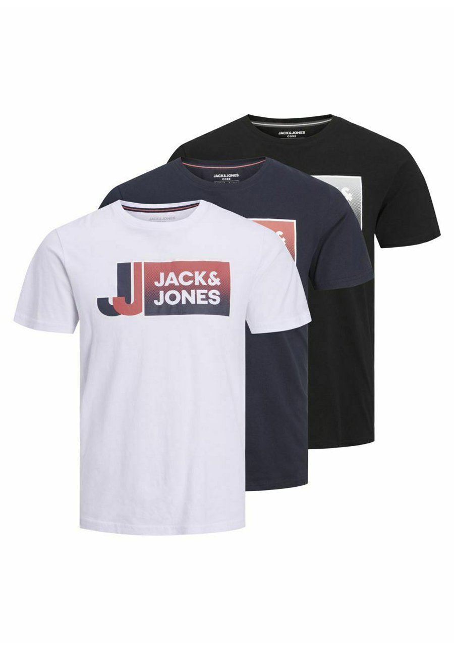 Pack De 5 T-shirts Homme Jack & Jones – Coton 100%, Logo Imprimé – Tailles S à 2XL – Coupé Régulier