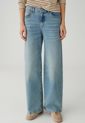 PALAZZO WITH ELASTIC COMFORT WAISTBAND MID-RISE - Wide leg - light retro blue