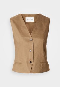 VEST GILET STYLE TAILORED LOOK BUTTONS WELT POCKETS BELT DETAIL - Vest - dusty brown