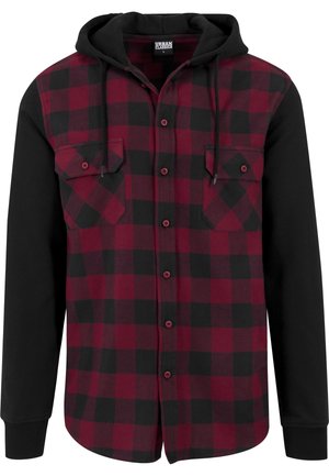 Urban Classics, CHECKED  - Mikina so zipsom - blk/burgundy/blk