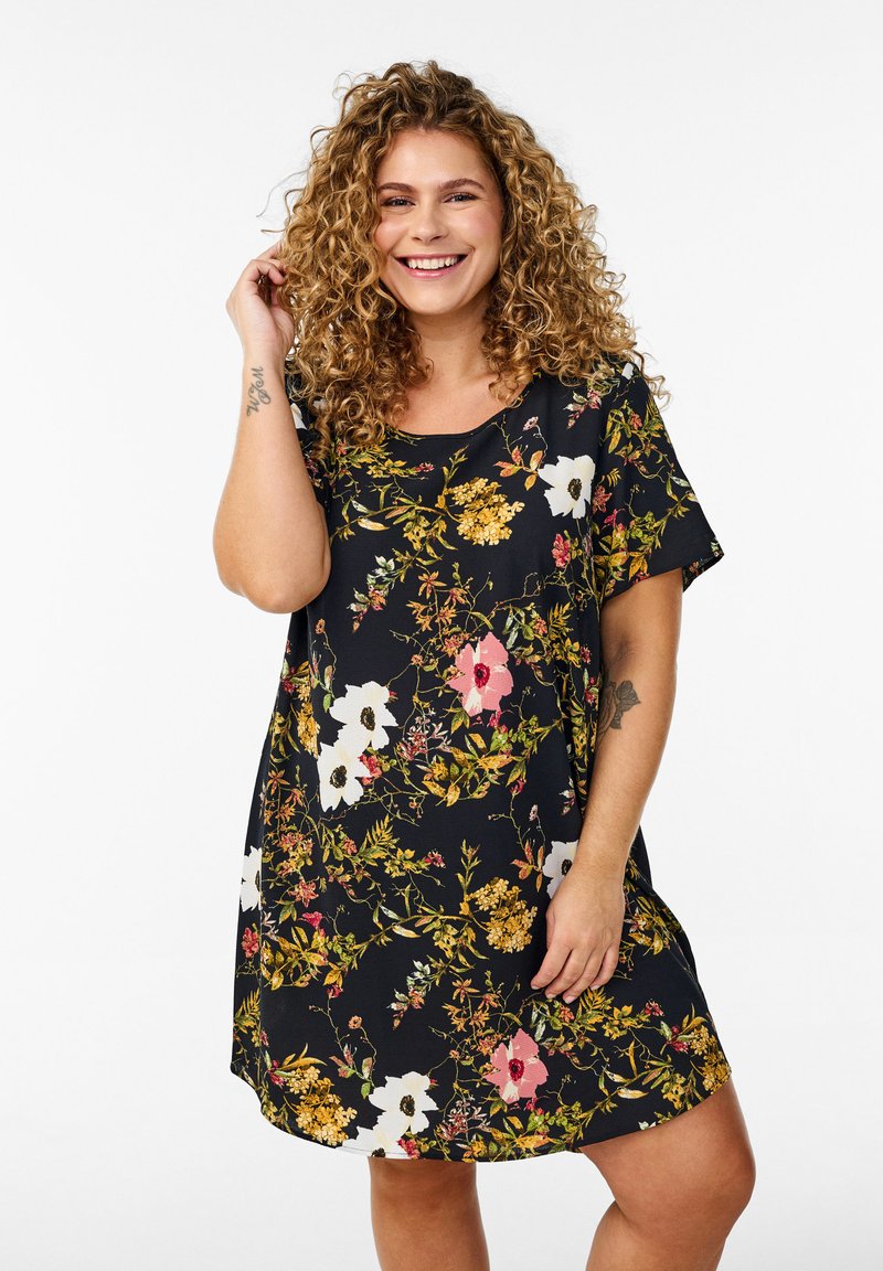 Zizzi Dnevna obleka - black flower
