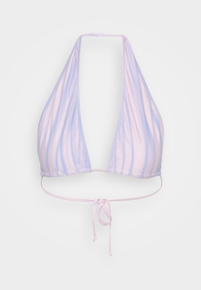 Bikini-toppi pehmeissä pasteliväreissä, joissa on graadianttipaita. Kaula-aukkoana oleva malli, jossa on nauhat niskan ja selän takana. Materiaali on sileä ja joustava.