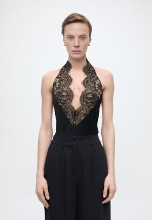 ELVIRIA HALTER SATIN BODYSUIT - Μπλούζα - black