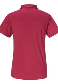 Kurzärmliges Poloshirt in einer einfarbigen dunkelrosa Farbe, mit einem klassischen Kragen und einer glatten, leichten Baumwollmischung.