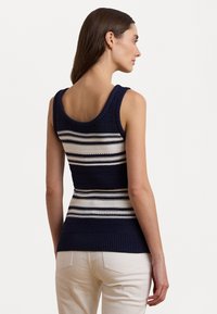 Lauren Ralph Lauren STRIPED COTTON BLEND SWEATER TANK TOP - Top - refined navy/white