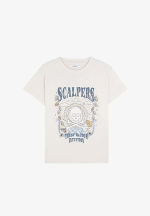 Scalpers GROOVY SKULL TEE - Tricou cu imprimeu - ecru