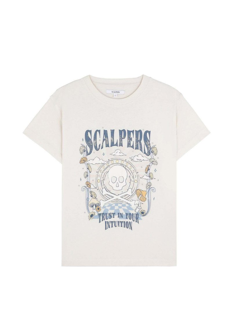 Scalpers GROOVY SKULL TEE - Camiseta estampada - ecru