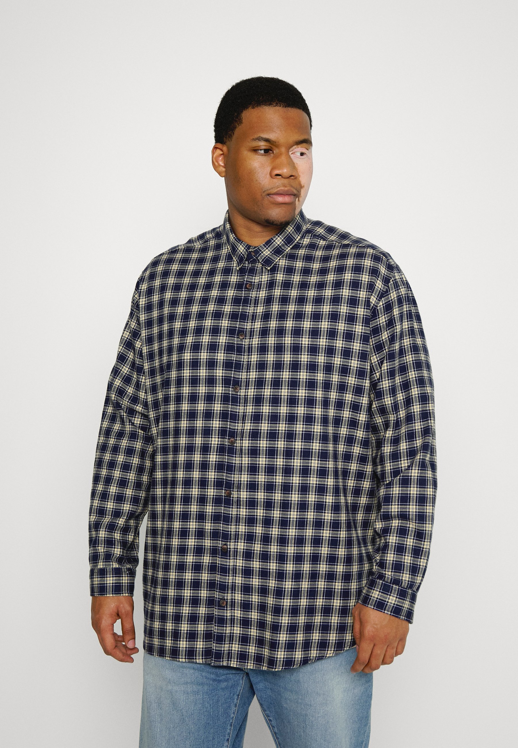 checked shirt with blazer