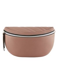 Růžová kabelka z umělé kůže s kulatým tvarem, prošívanou horní částí, stříbrným zipem a texturovaným povrchem.