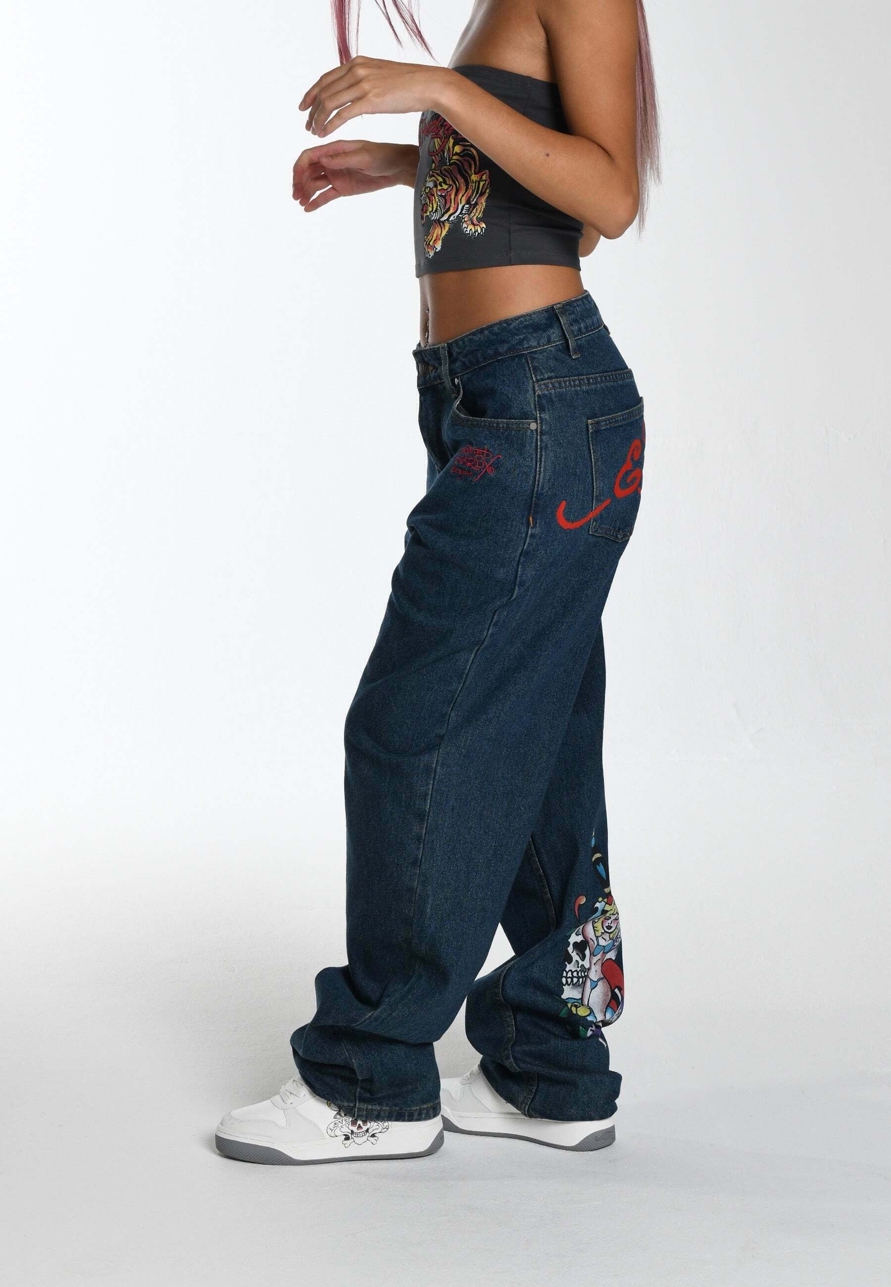 Ed Hardy ONLY LIVE ONCE - Jeans Relaxed Fit - indigo/blue denim