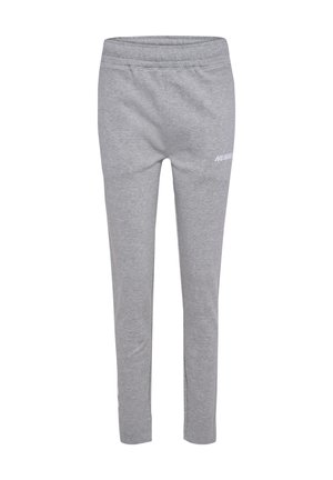 Grau Sweatpants aus weichem Baumwollmix, mit einem elastischen Bund und einem bedruckten Logo auf dem linken Oberschenkel. Eng zulaufende Beine ohne Taschen.