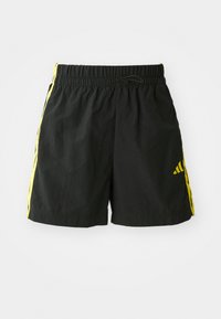 adidas Sportswear ESSENTIALS 3 STRIPES LIFESTYLE - Sporta šorti - black/hazy yellow