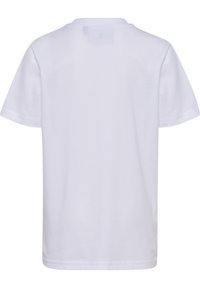 Vit bomull T-shirt med korta ärmar, en rundad halsringning och en slät yta. Enfärgad design, inga synliga mönster eller detaljer.