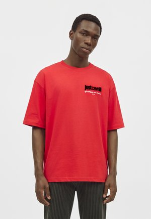 Just Cavalli, LOGO FLOCK - Тениска с щампа - ribbon red