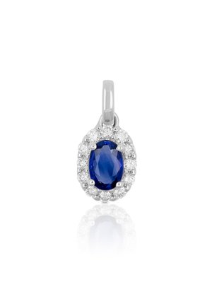 ANHÄNGER SAPHIR 0.64CT. BRILLANTEN 0.22CT. 16X8MM - Anhänger - weißgoldfarben